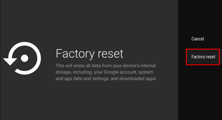 Select Factory reset