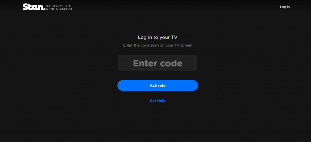 Enter Code - Stan on google TV