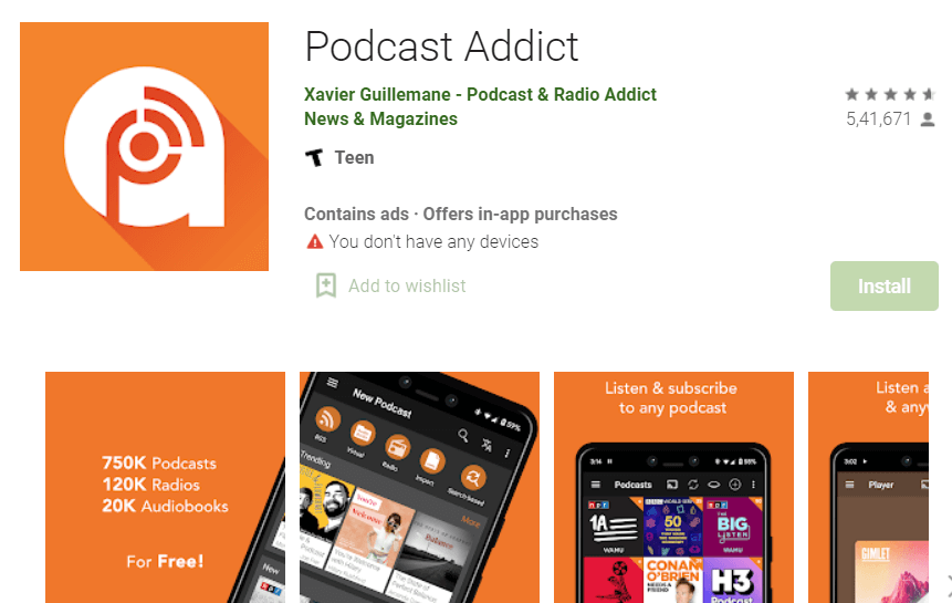 Podcast Addict on Android