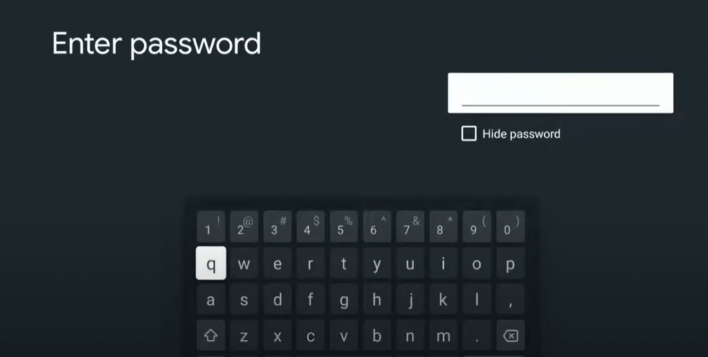 Type the WiFi password - Change WiFi on Google TV