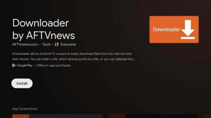 click on install to install Downloader on Google TV