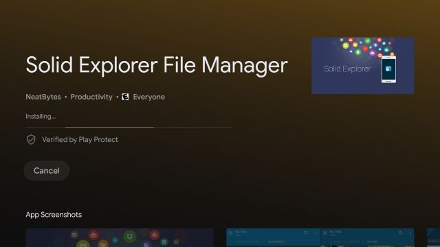 install solid explorer file manager to install Google TV on Android TV
