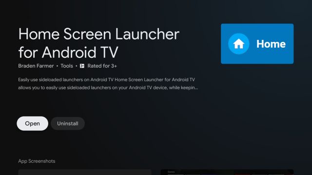 install home screen launcher to install Google TV on Android TV
