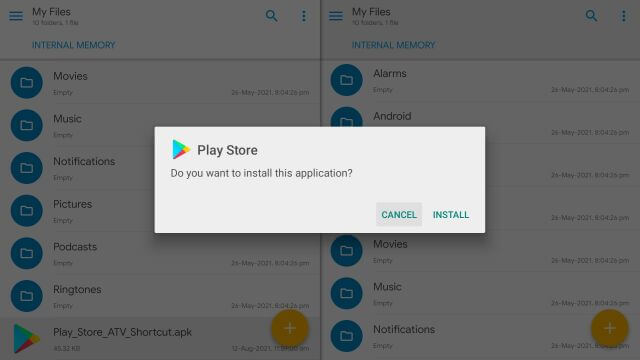 click on install to install play store shortcut