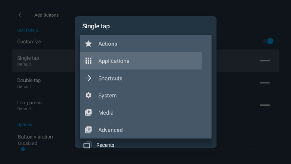 select the action that you want to apply for the selected buttons