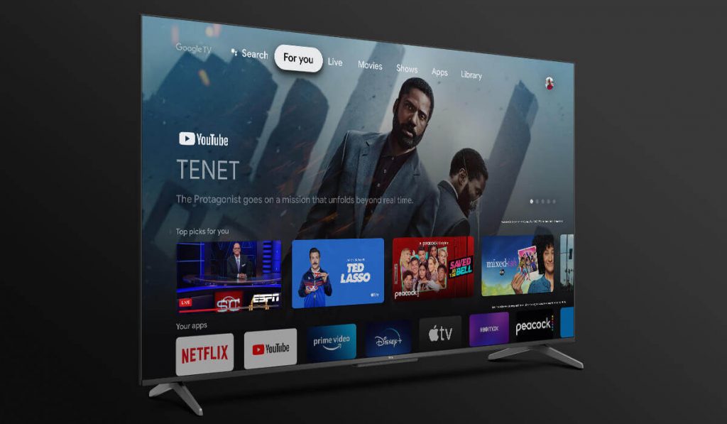 Home screen of TCL Google TV