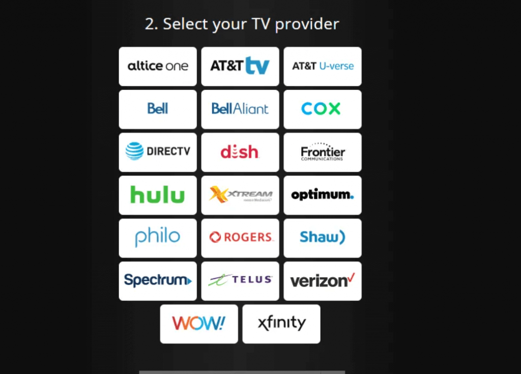 Select your TV provider
