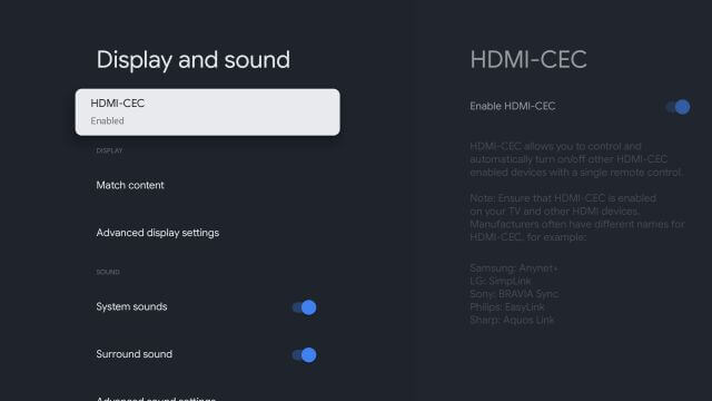 enable HDMI-CEC on your device