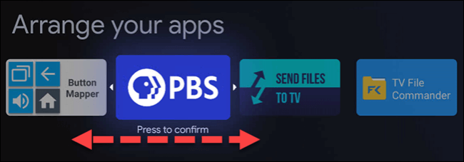 move the app left on your remote 