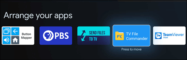 place the app where you want to move the apps on Google TV