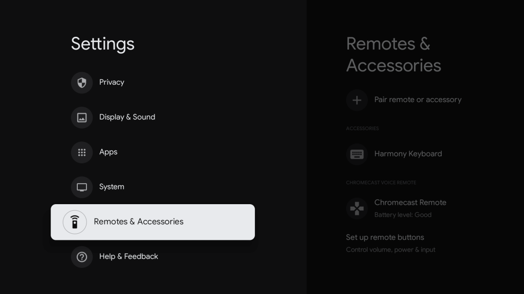 click on remotes and accessories to setup bluetooth speakers on google tv