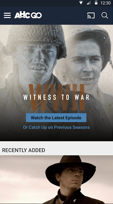 click the cast icon to watch American Heroes Channel on Google TV