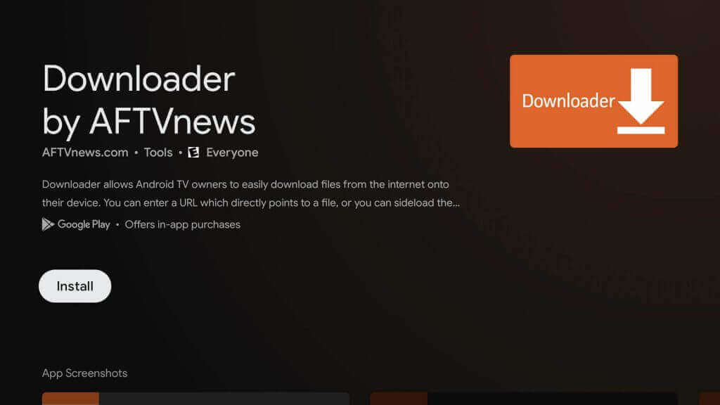 click install to install downloader on google tv