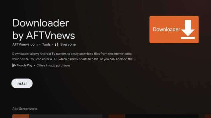 click on install to install downloader on google tv