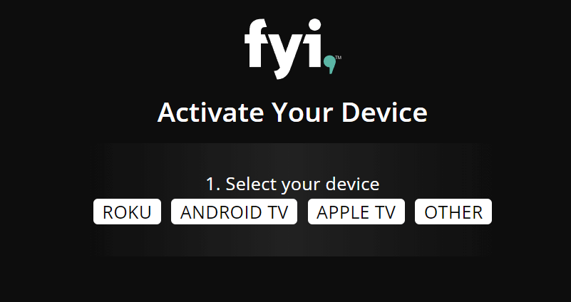 enter the activation code to activate fyi on google tv
