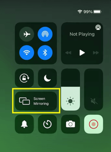 select screen mirroring on your iOS device