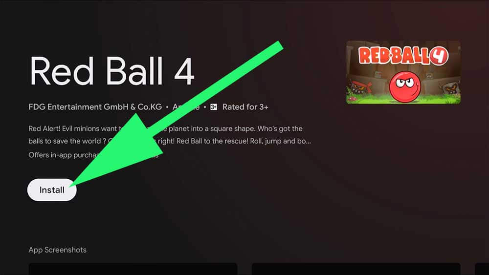 click install to install  red ball on google tv