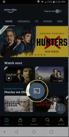 click the cast icon to watch venom on google tv 