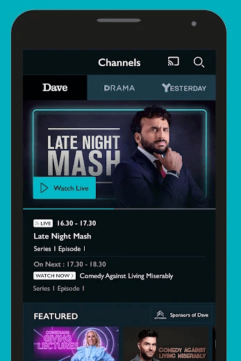 tap the cast icon to watch dave on google tv 