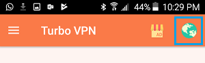 tap the world icon to use Turbo VPN on Google TV
