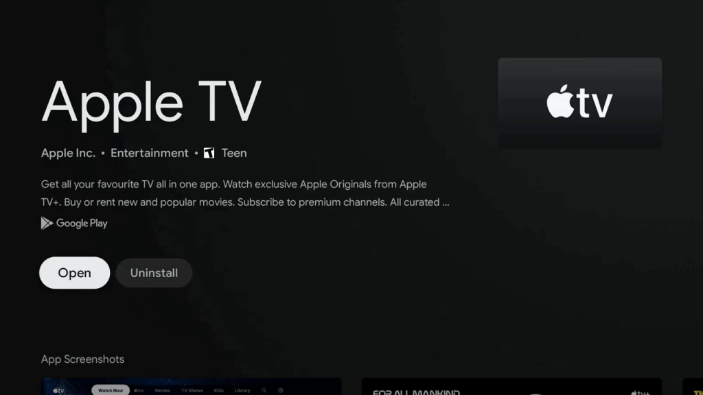 click open to launch the apple tv app 