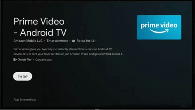 click install to install prime video app 