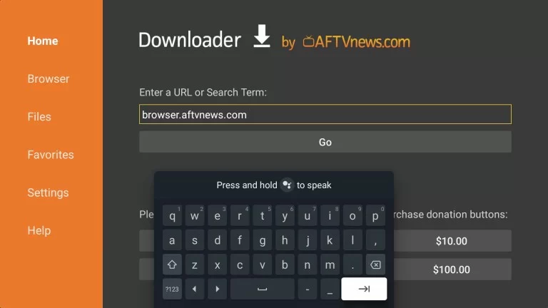 Search bar on Downloader