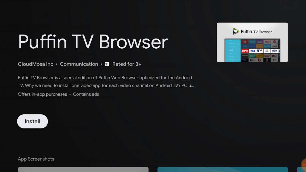  Install Puffin TV Browser on Google TV