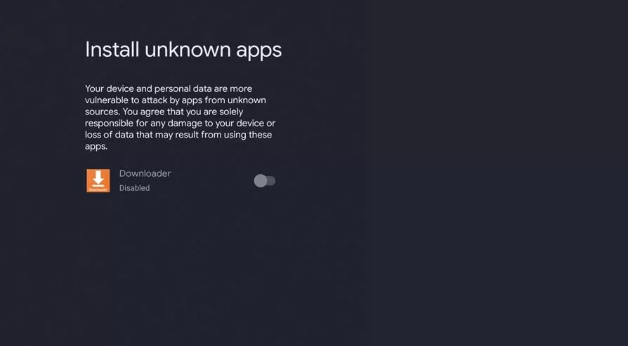 Enable the Downloader app to install YouTube Revanced APK on Google TV