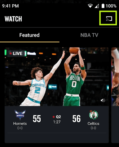 Tap the Cast icon on NBA app
