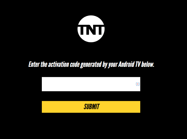 Enter Activation Code to activate TNT on Google TV