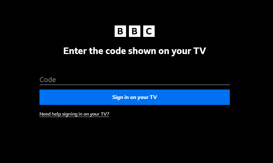 Select the Sign in with your TV option