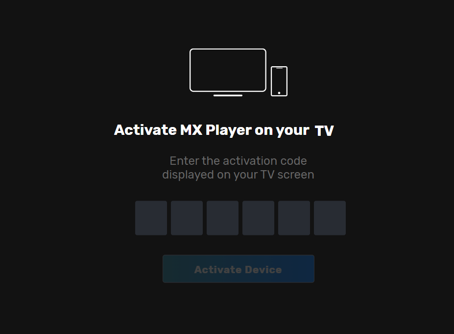 Enter the activation code to activate MX Player on Google TV