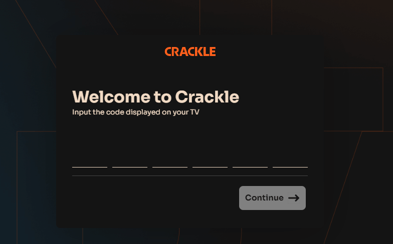 Enter the Crackle Activation code