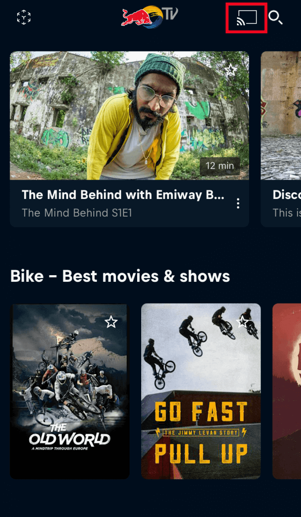 Tap the Cast icon on Red Bull TV